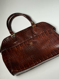 Große Vintage-Ledertasche mit Prägung