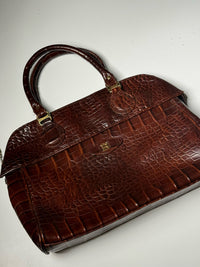 Große Vintage-Ledertasche mit Prägung