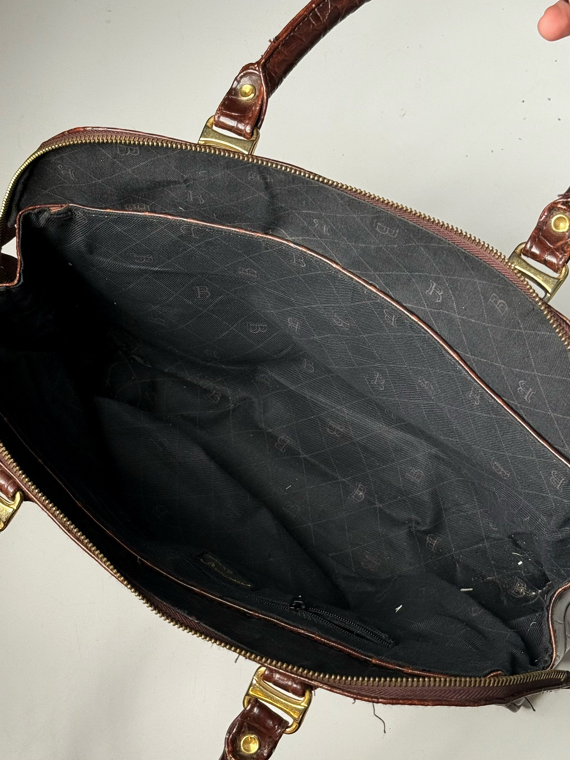 Große Vintage-Ledertasche mit Prägung