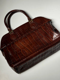 Große Vintage-Ledertasche mit Prägung