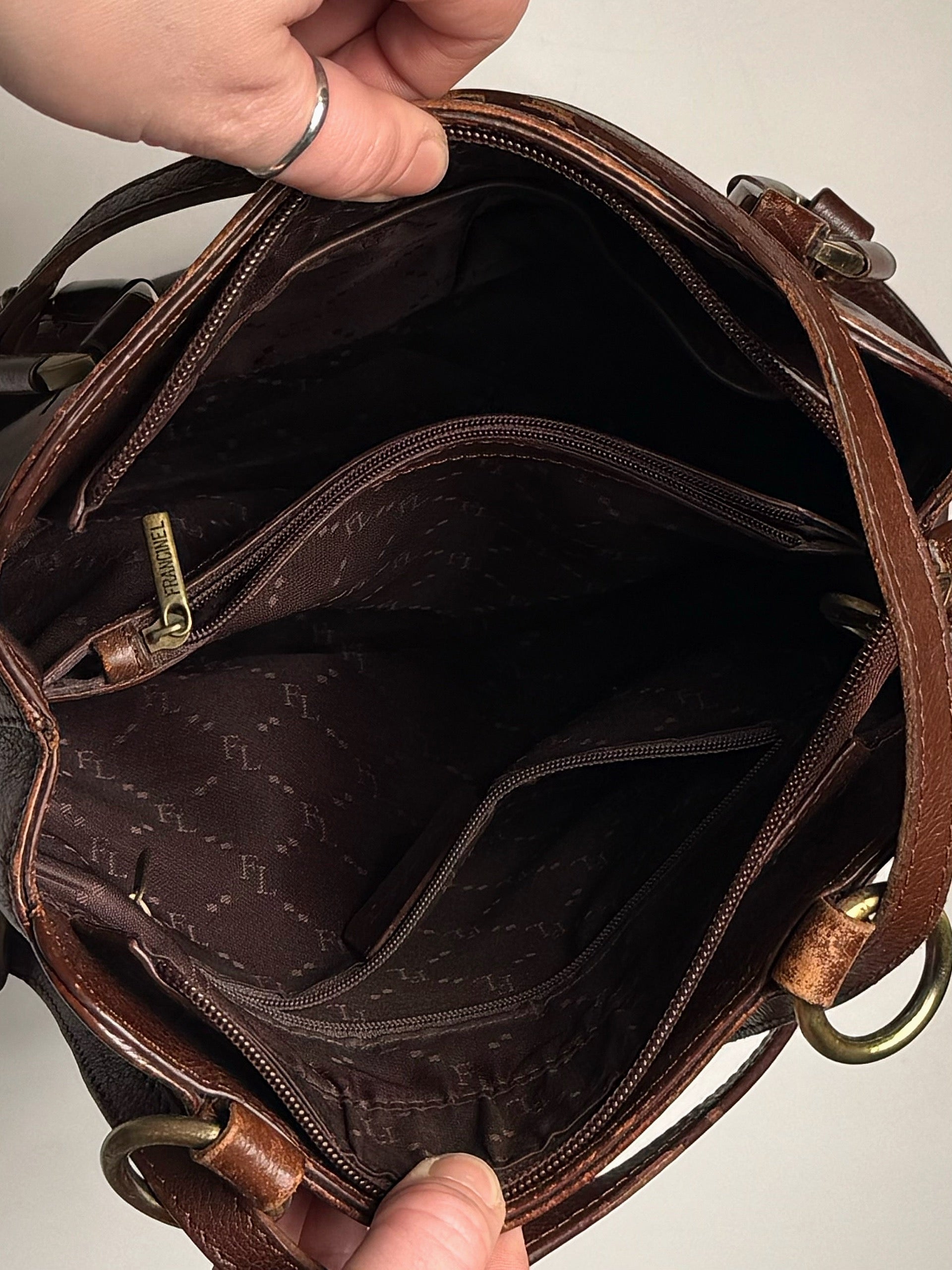 Vintage Lederrucksack / -Handtasche
