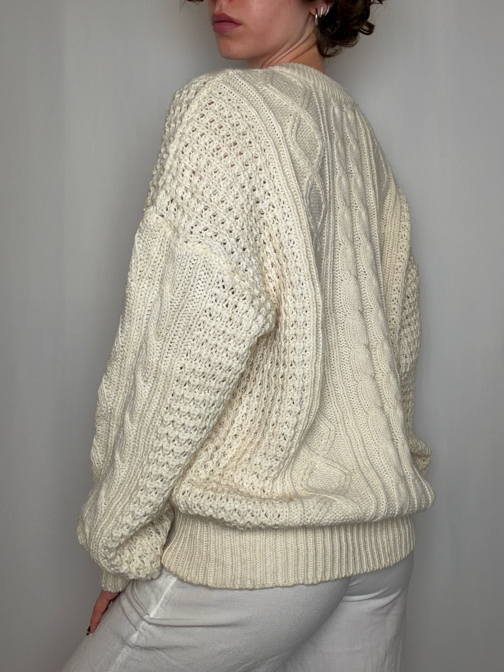 Pull en maille crème L vintage