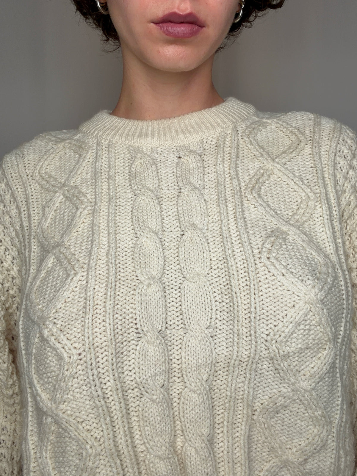 Pull en maille crème L vintage