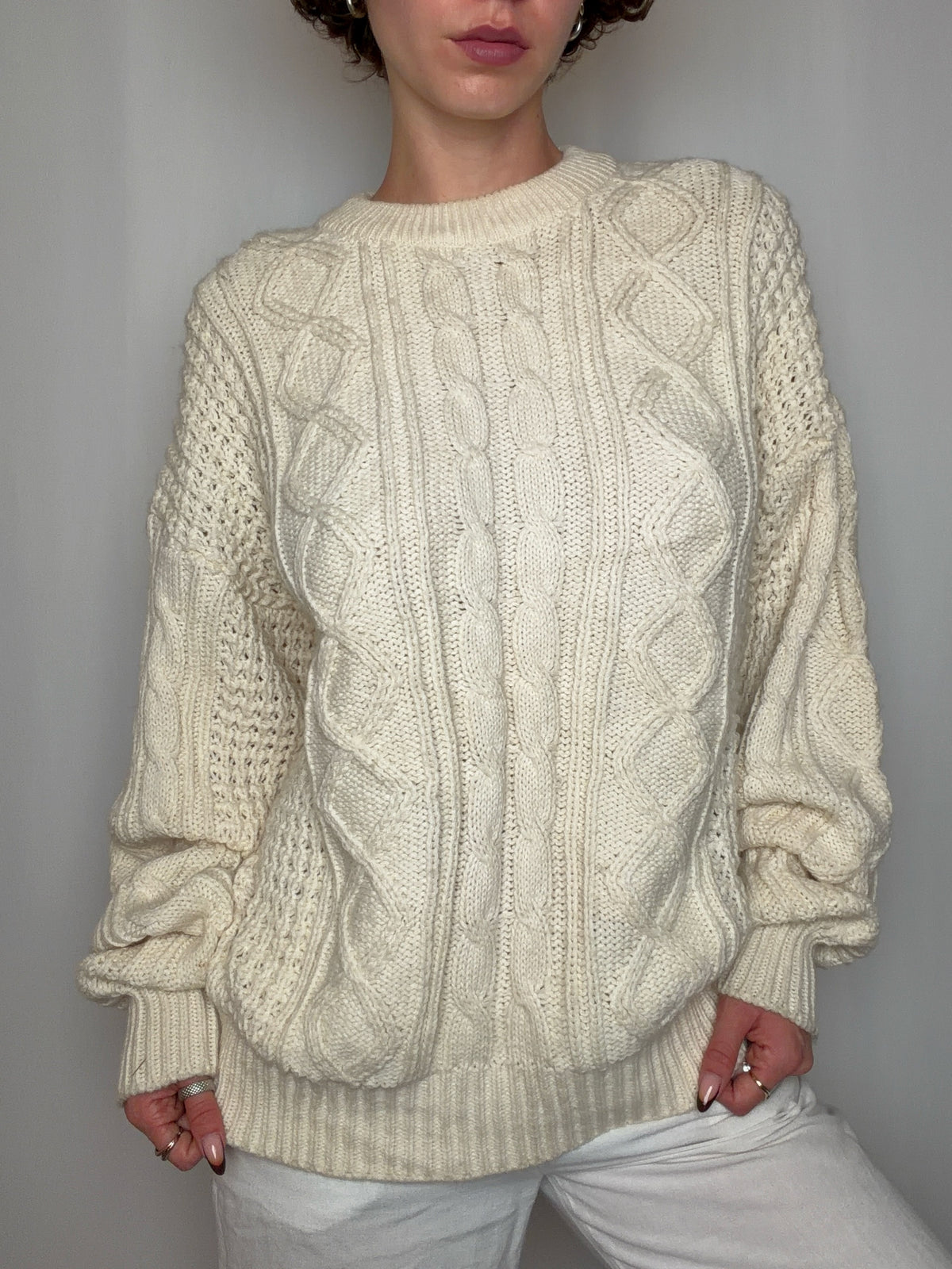 Pull en maille crème L vintage