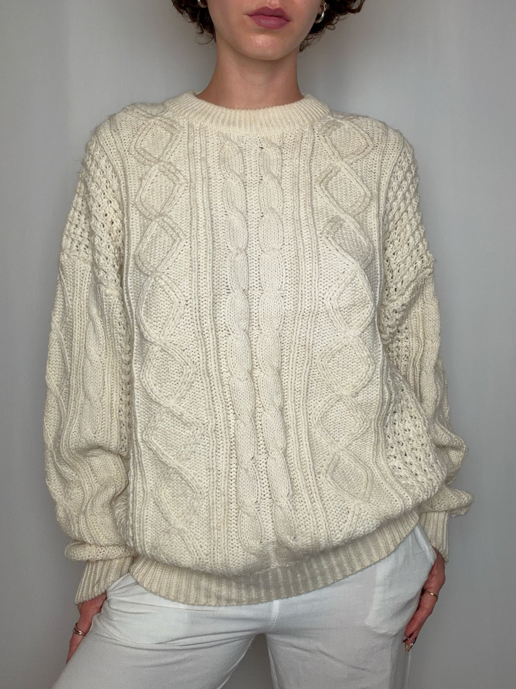 Pull en maille crème L vintage
