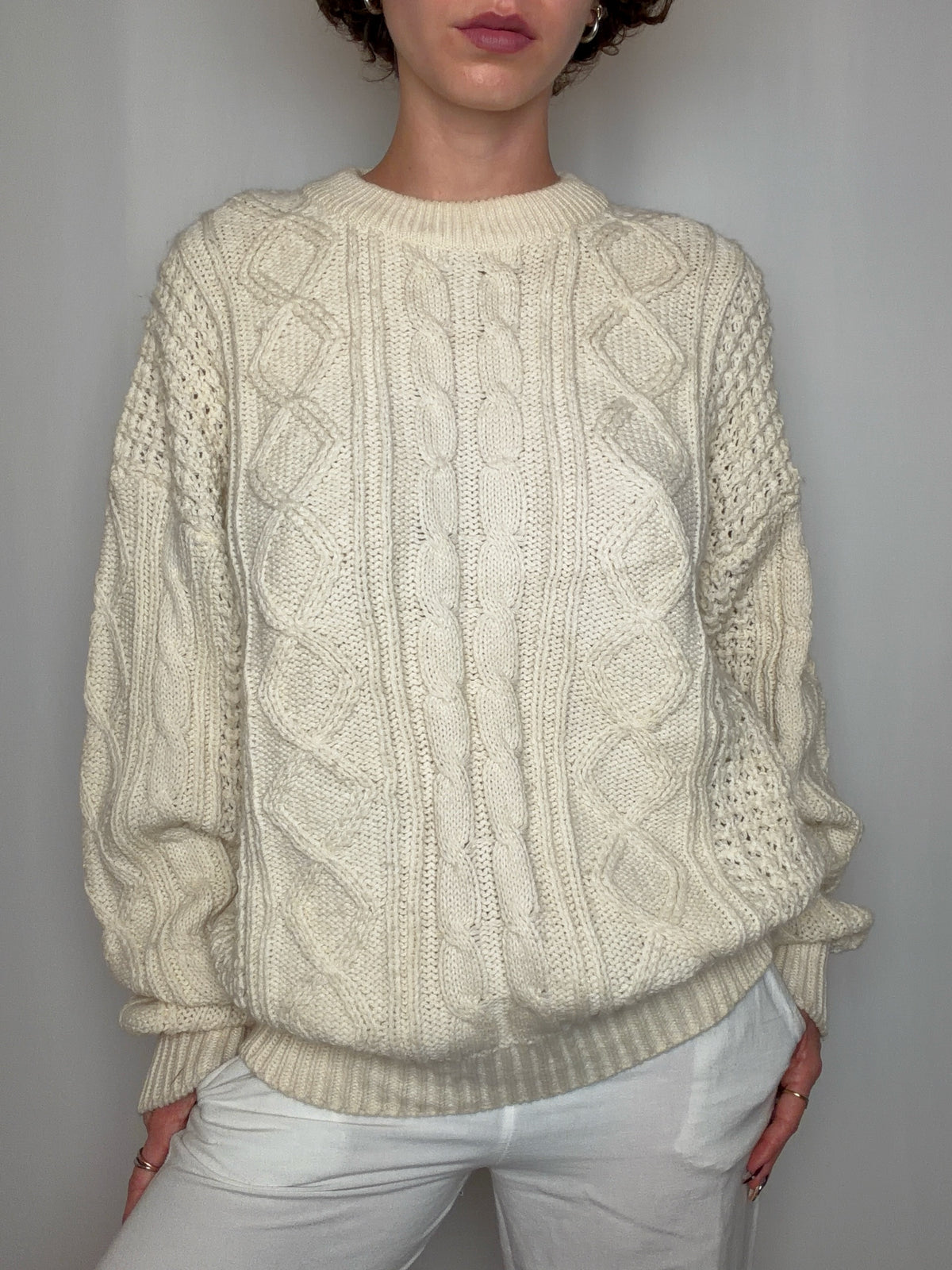 Pull en maille crème L vintage