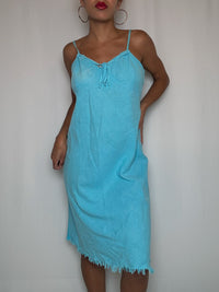 Robe en lin turquoise L vintage