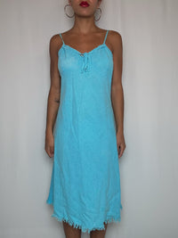 Robe en lin turquoise L vintage