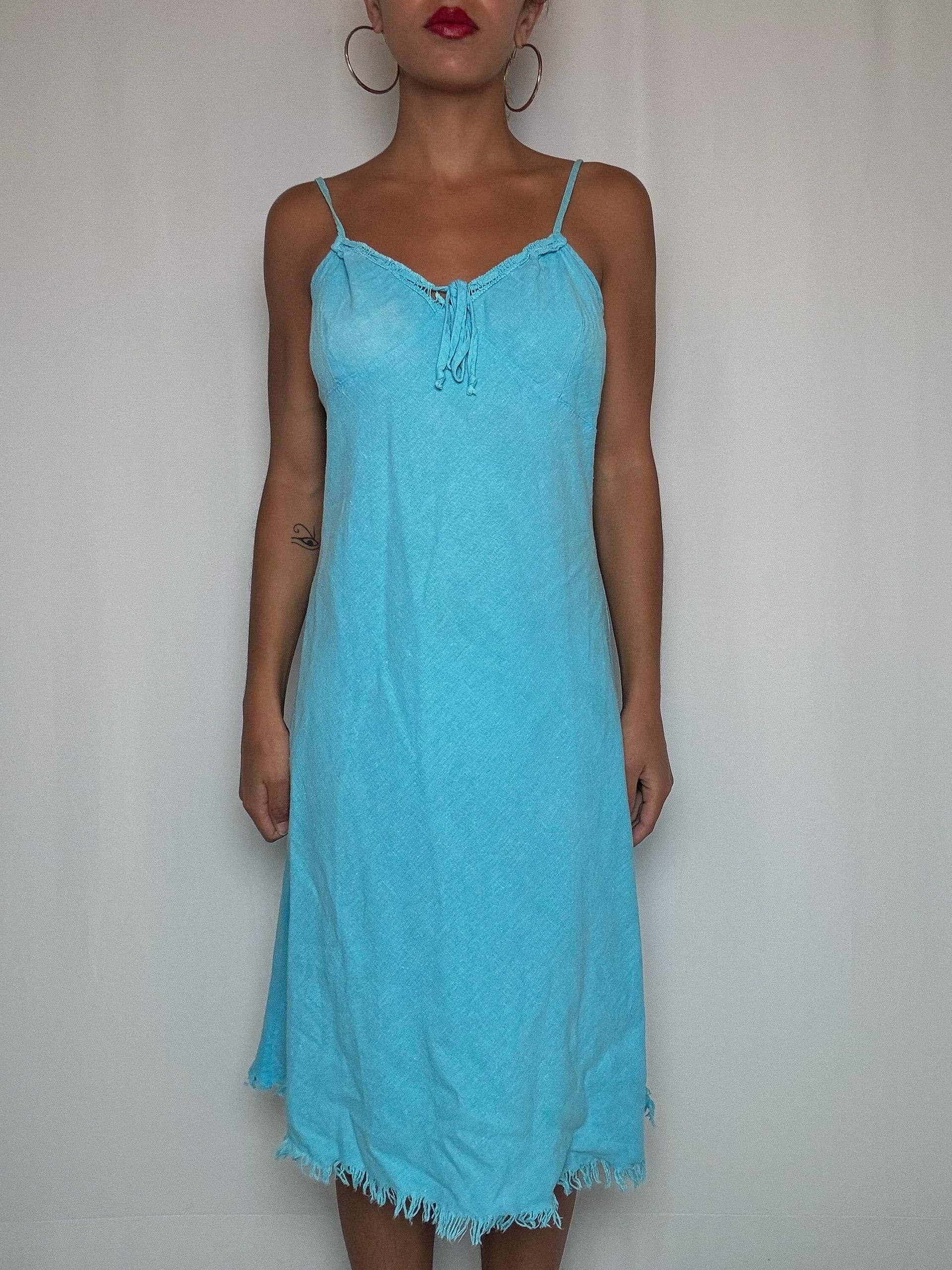 Robe en lin turquoise L vintage