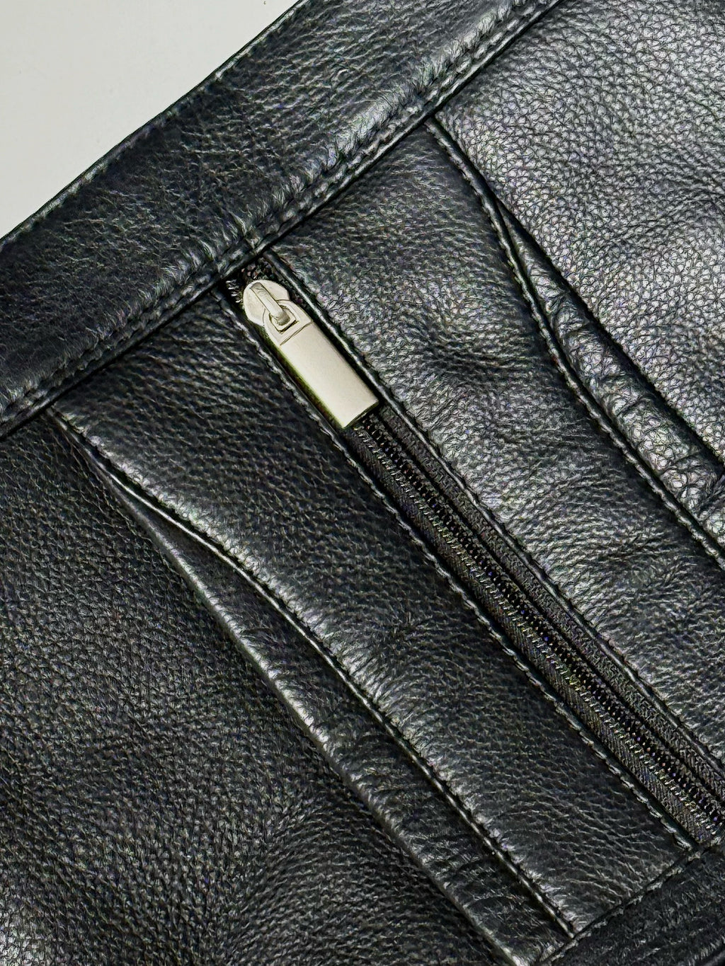Black leather bag with zip