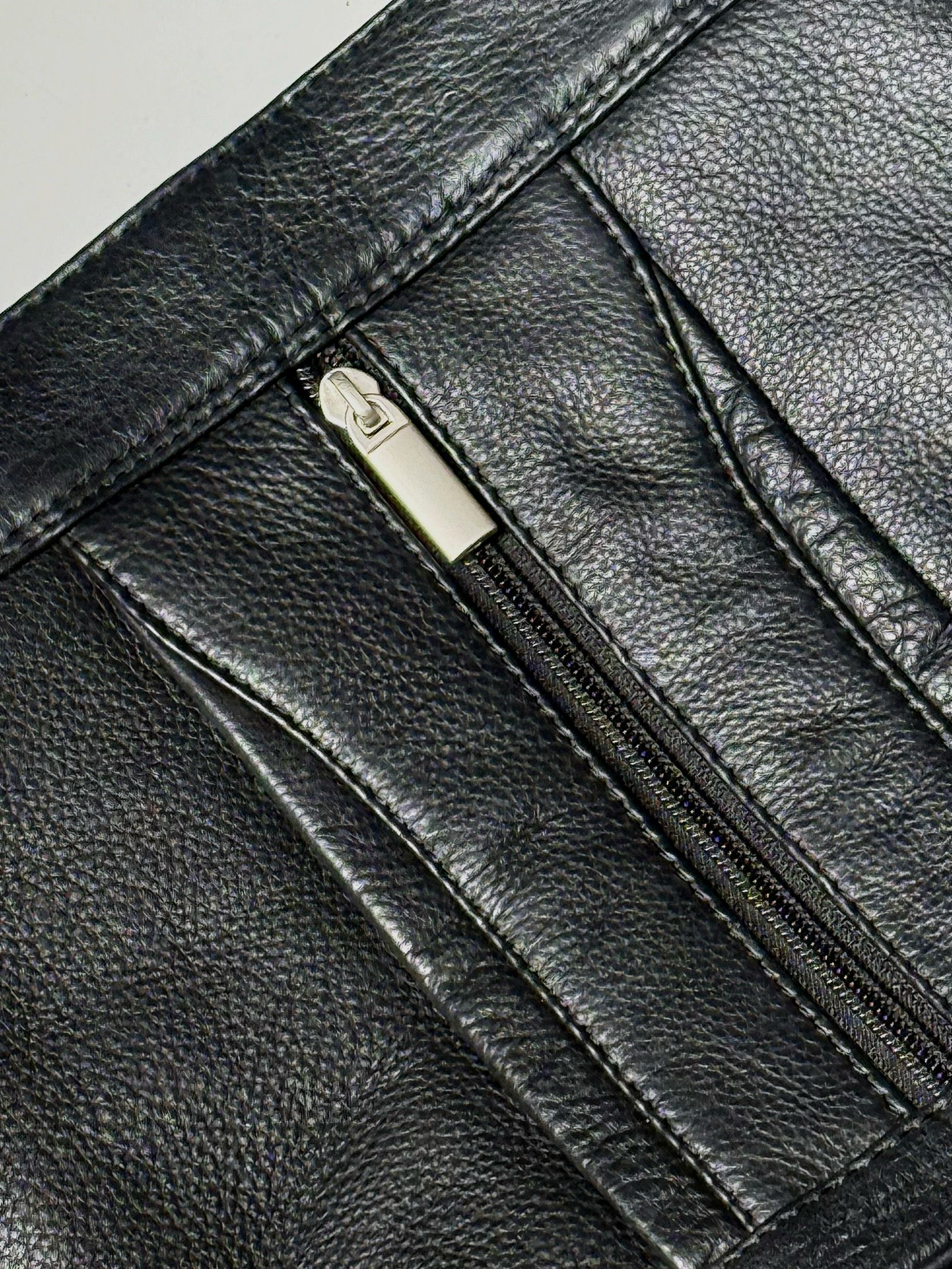 Black leather bag with zip