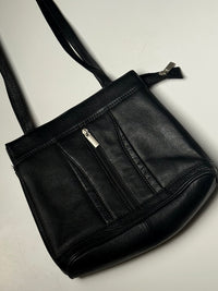Black leather bag with zip
