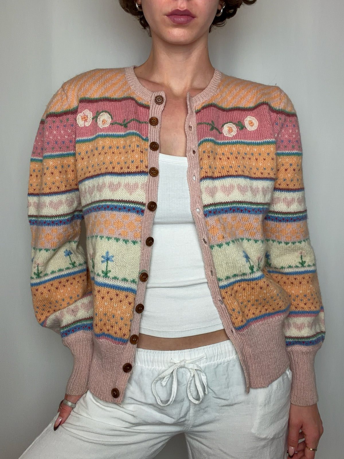 Cardigan en laine coloré M vintage