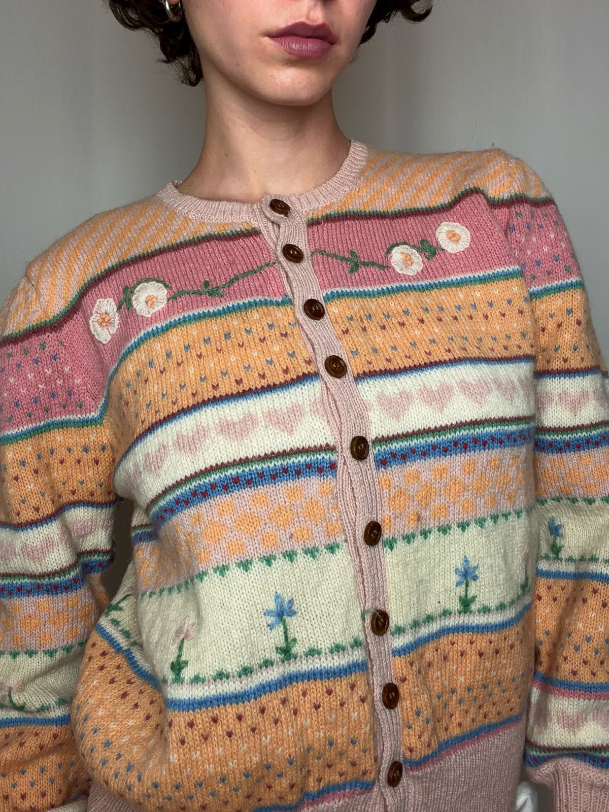 Cardigan en laine coloré M vintage