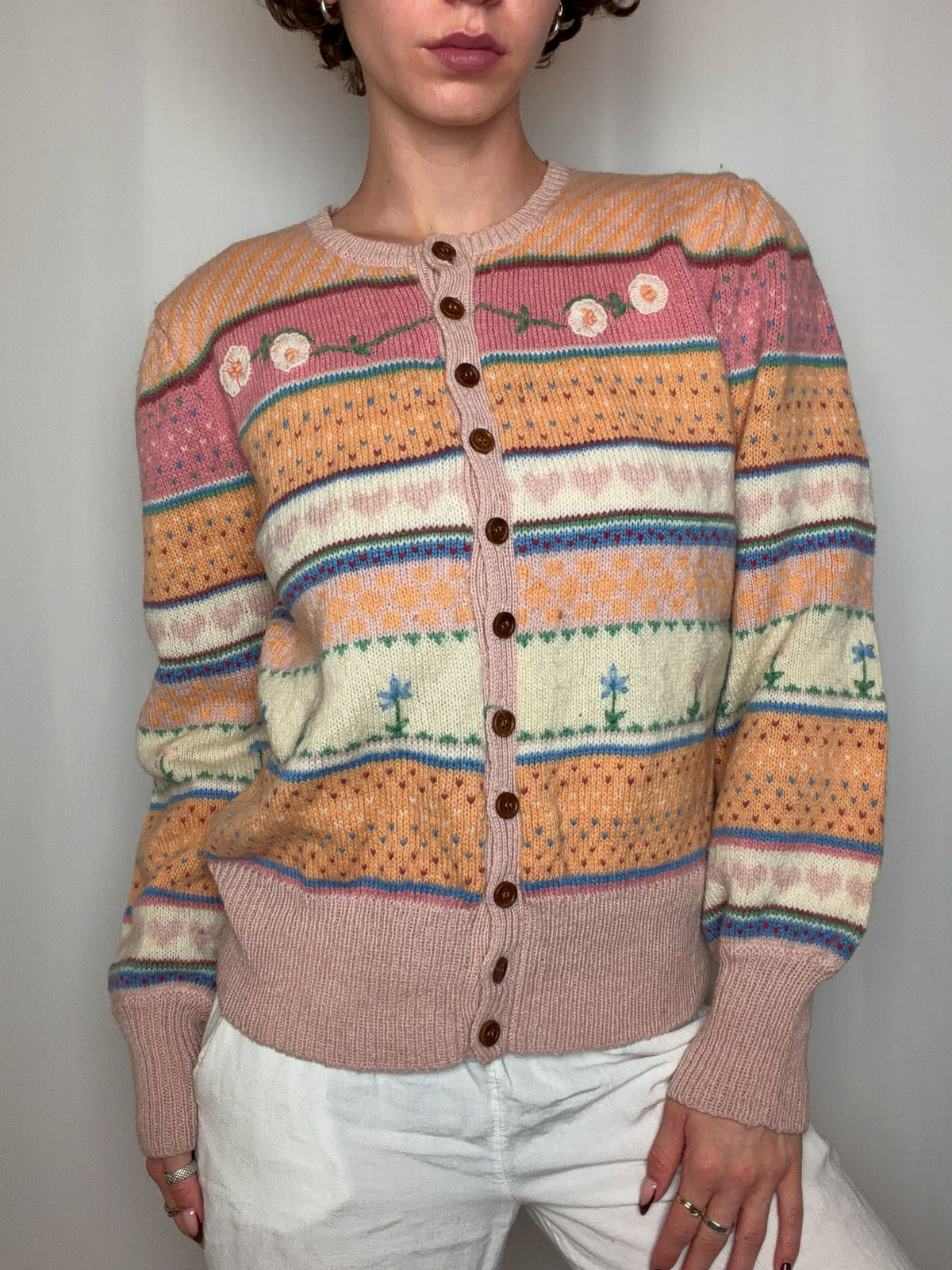 Cardigan en laine coloré M vintage