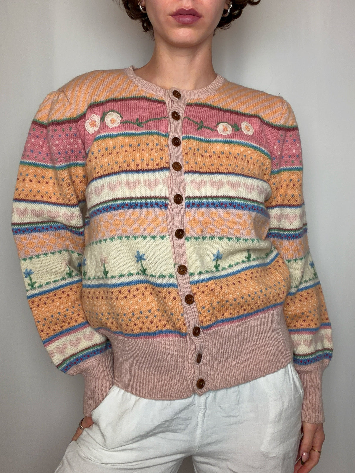 Cardigan en laine coloré M vintage