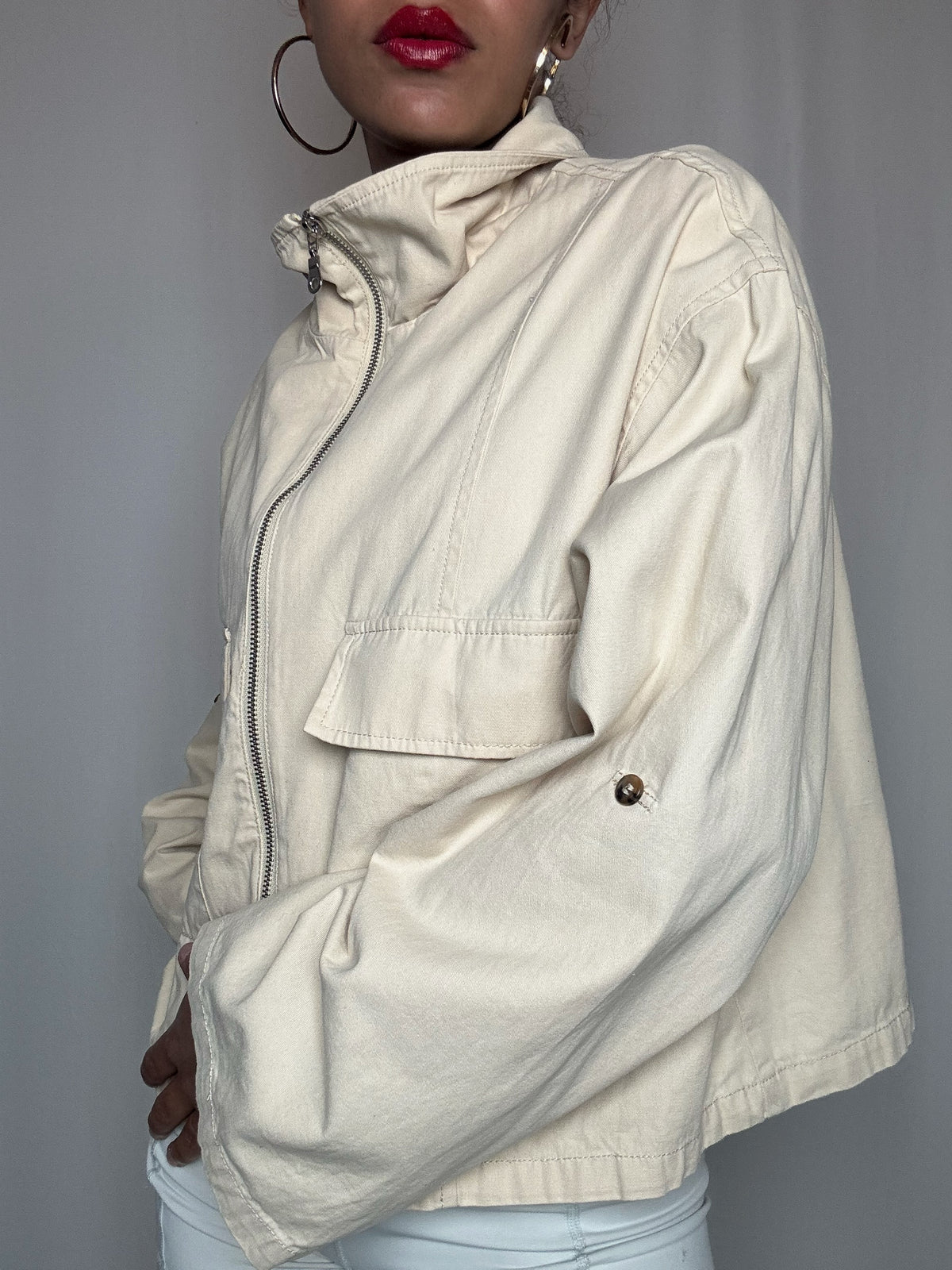 Veste en denim beige L vintage