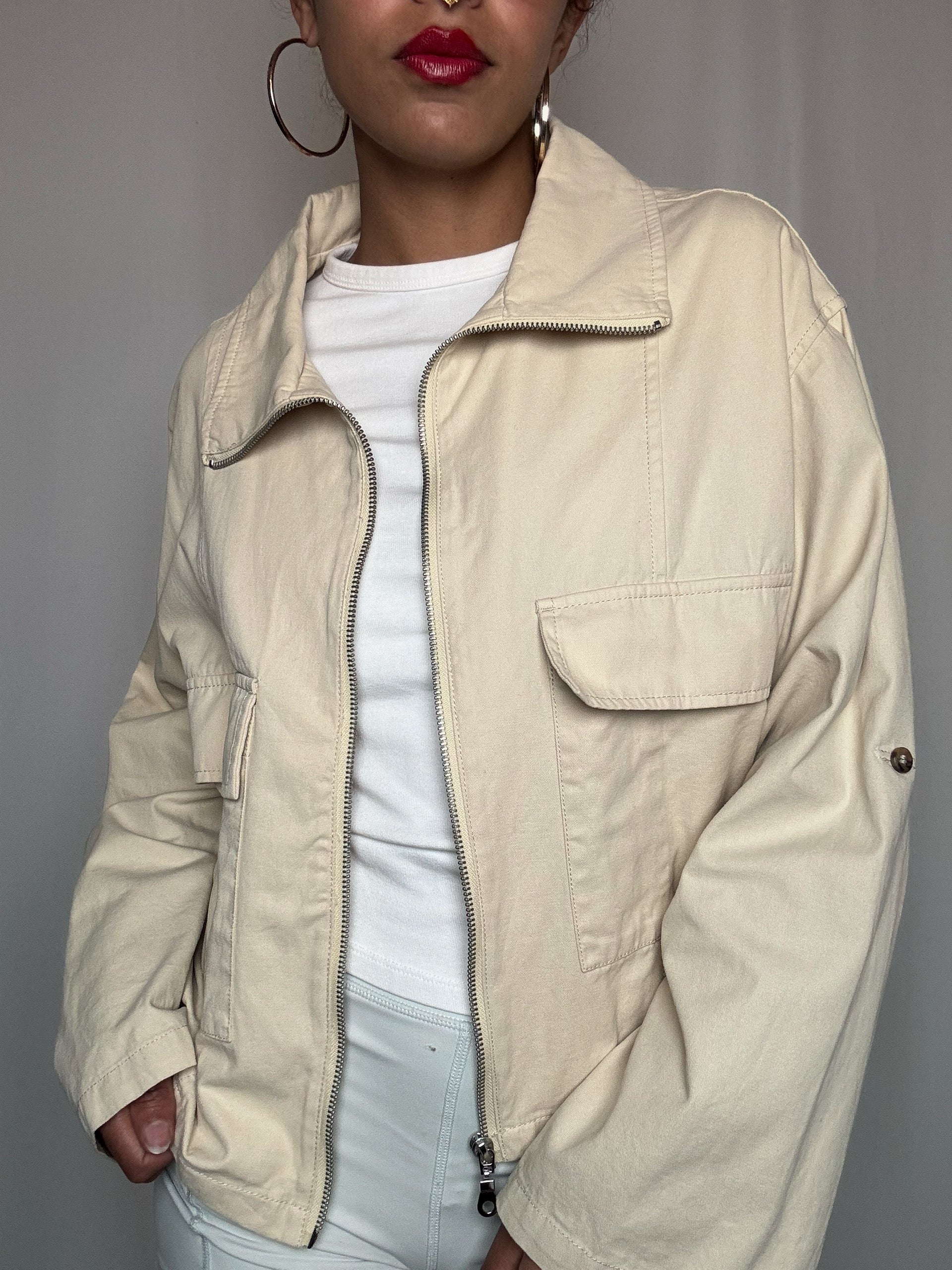 Veste en denim beige L vintage