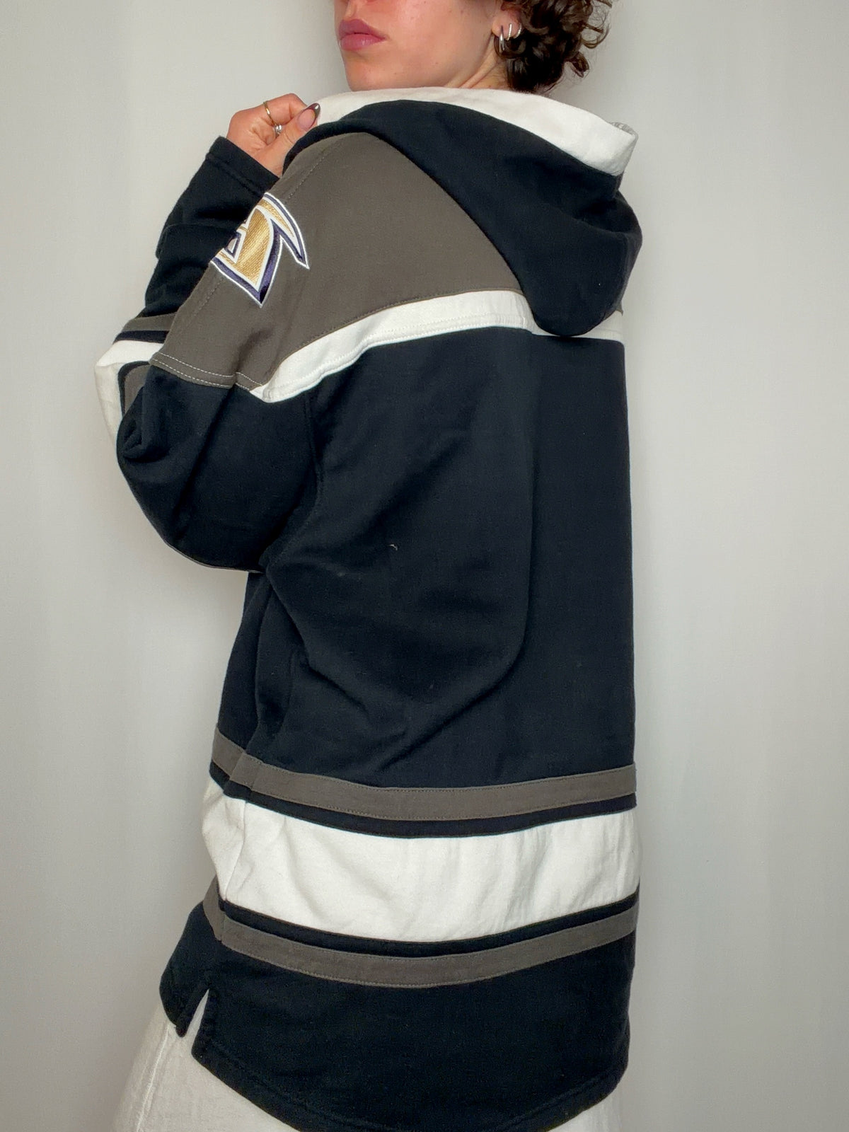 Sweat noir blanc de hockey XL vintage