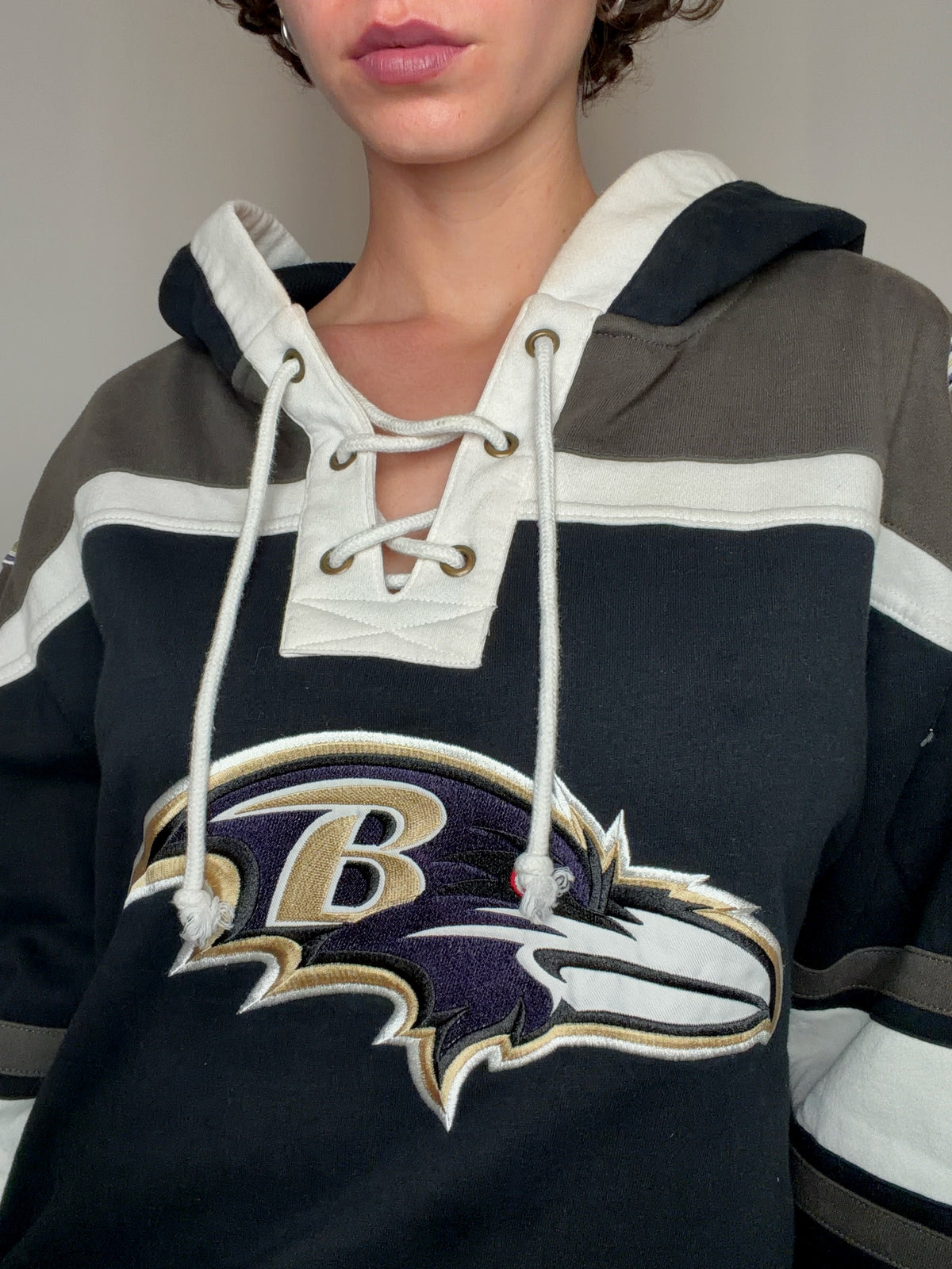 Sweat noir blanc de hockey XL vintage