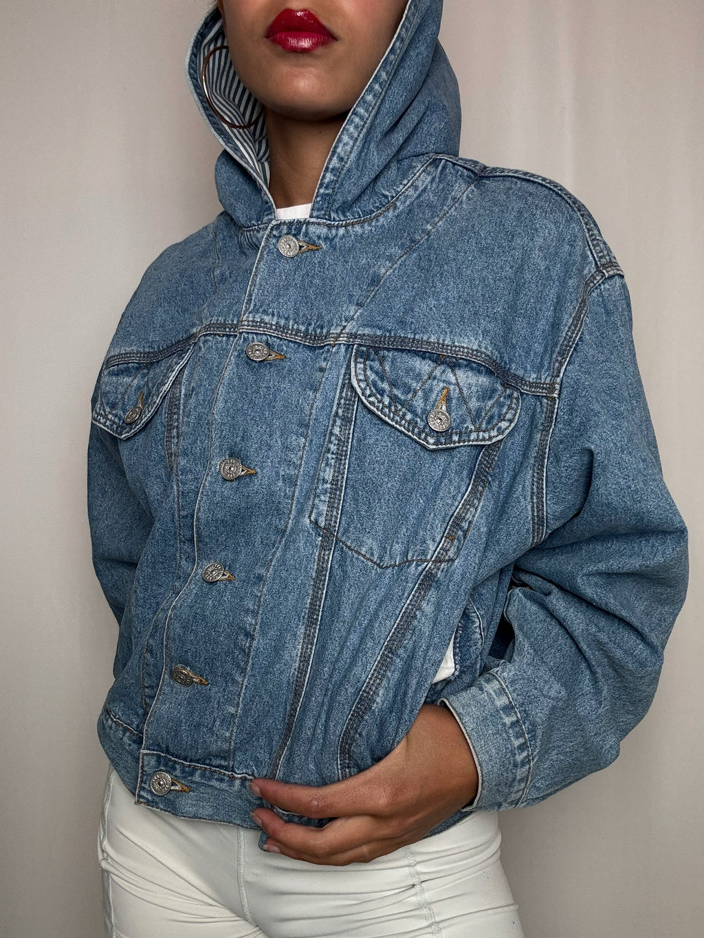 Veste en denim avec capuche S vintage