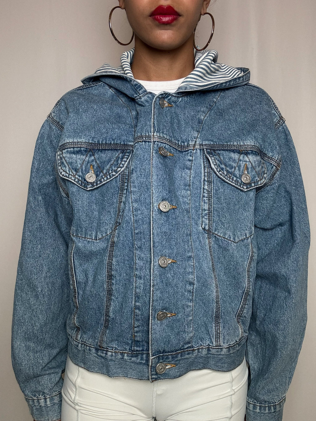 Veste en denim avec capuche S vintage