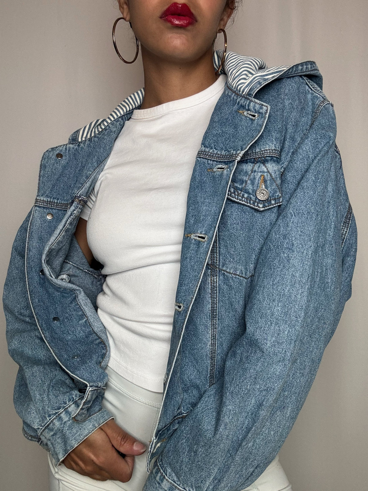 Veste en denim avec capuche S vintage