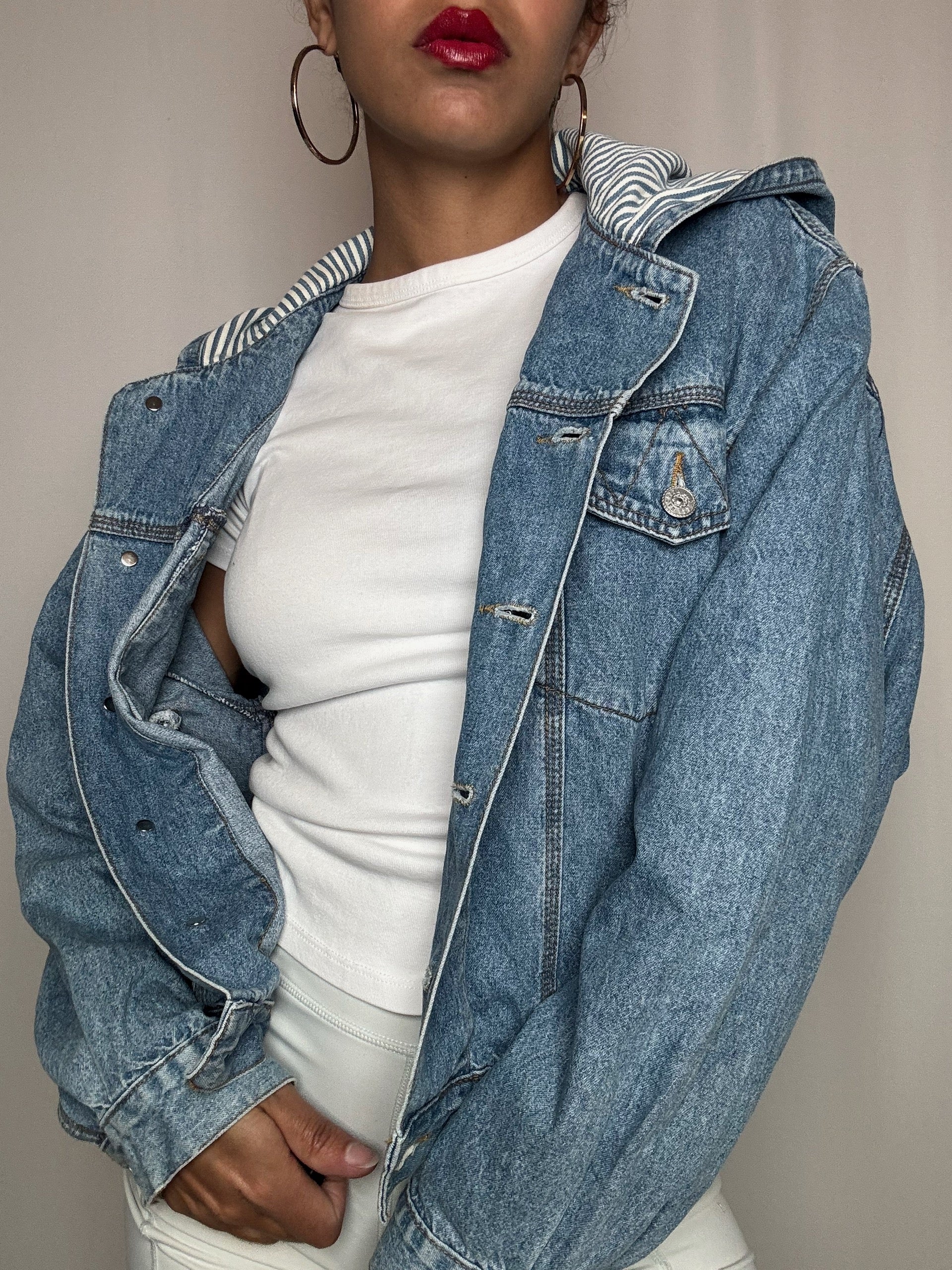 Veste en denim avec capuche S vintage