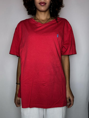 Tee shirt col V rouge RALPH LAUREN XL vintage