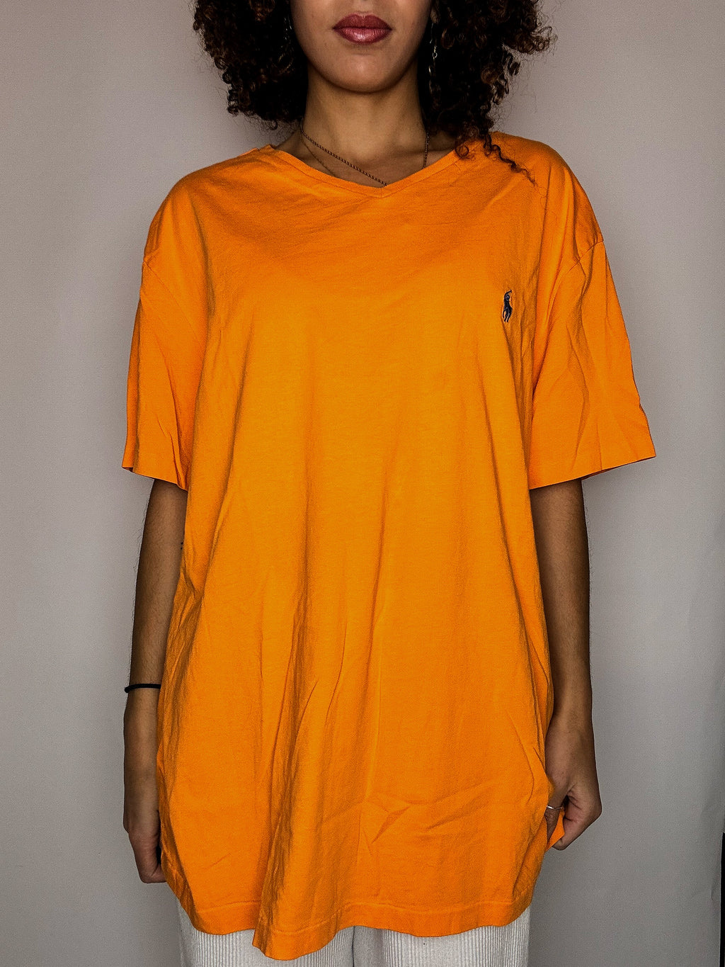 Tee shirt col V orange RALPH LAUREN XL vintage