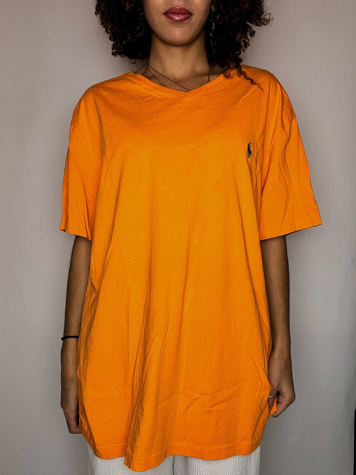 Tee shirt col V orange RALPH LAUREN XL vintage