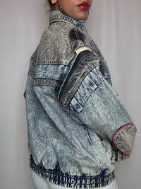 Veste en denim avec manches zip L vintage