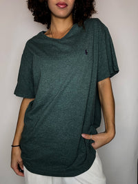 Tee shirt col V vert RALPH LAUREN L vintage