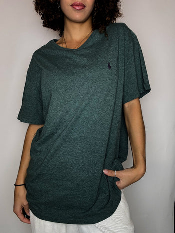 Tee shirt col V vert RALPH LAUREN L vintage
