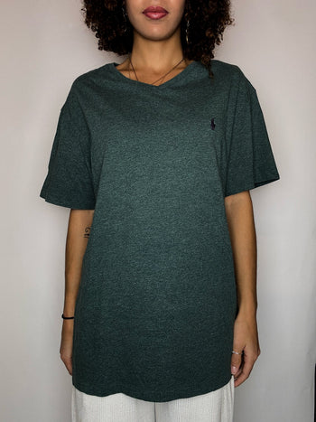 Tee shirt col V vert RALPH LAUREN L vintage