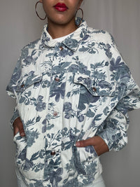 Veste en denim avec fleurs M vintage