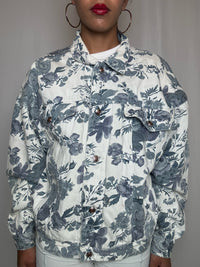 Veste en denim avec fleurs M vintage