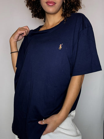 Tee shirt col rond marine RALPH LAUREN XXL vintage