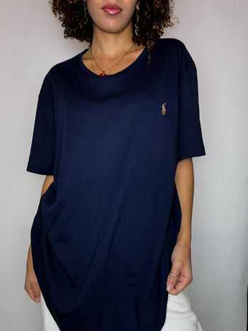 Tee shirt col rond marine RALPH LAUREN XXL vintage