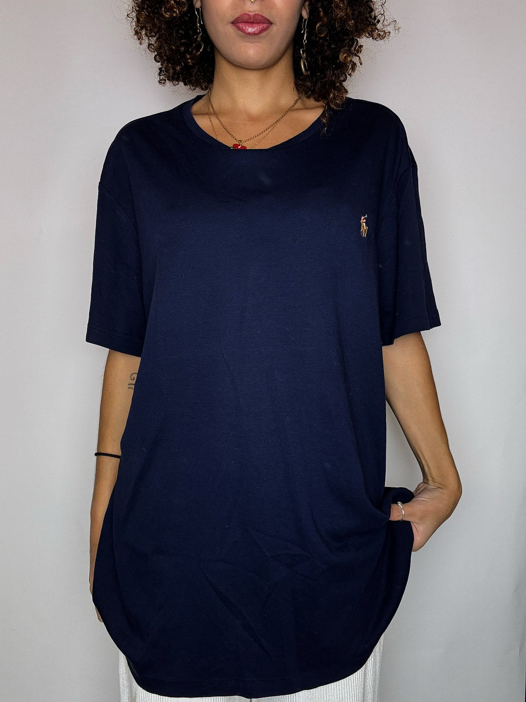 Tee shirt col rond marine RALPH LAUREN XXL vintage