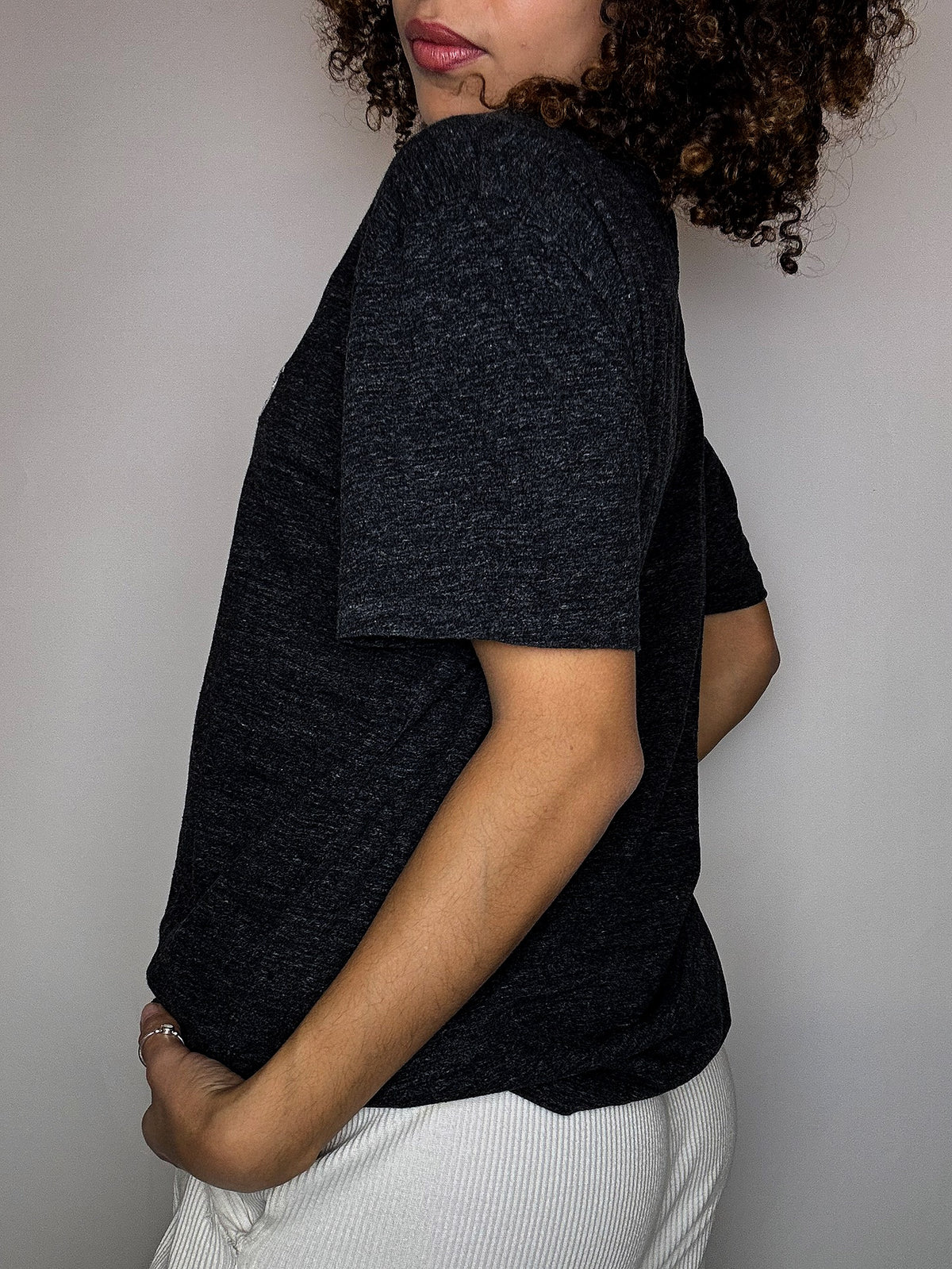 Tee shirt col rond gris chiné RALPH LAUREN M vintage