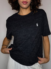 Tee shirt col rond gris chiné RALPH LAUREN M vintage