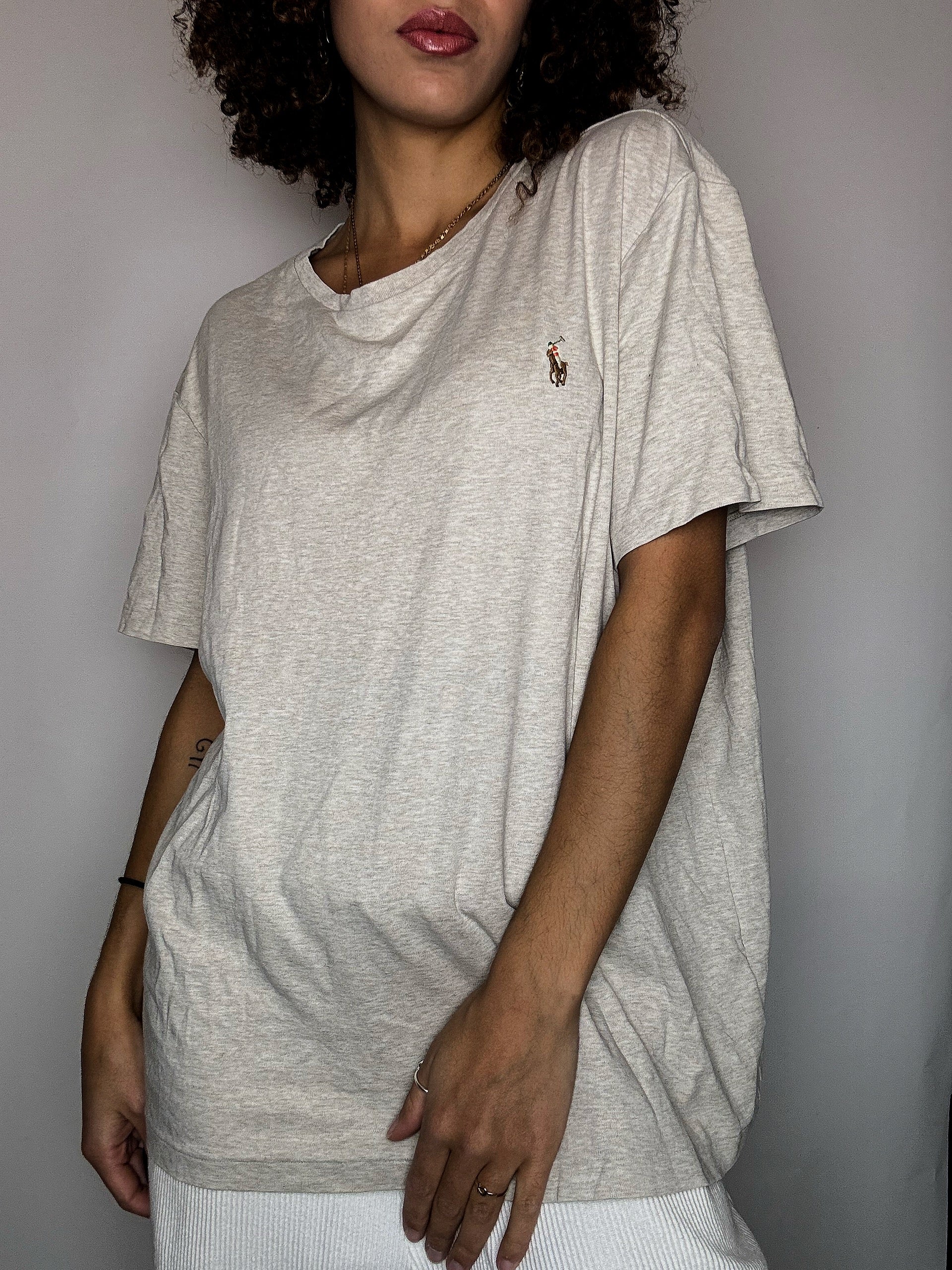 Tee shirt col rond beige RALPH LAUREN XL vintage