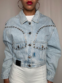 Veste en denim avec clous M vintage