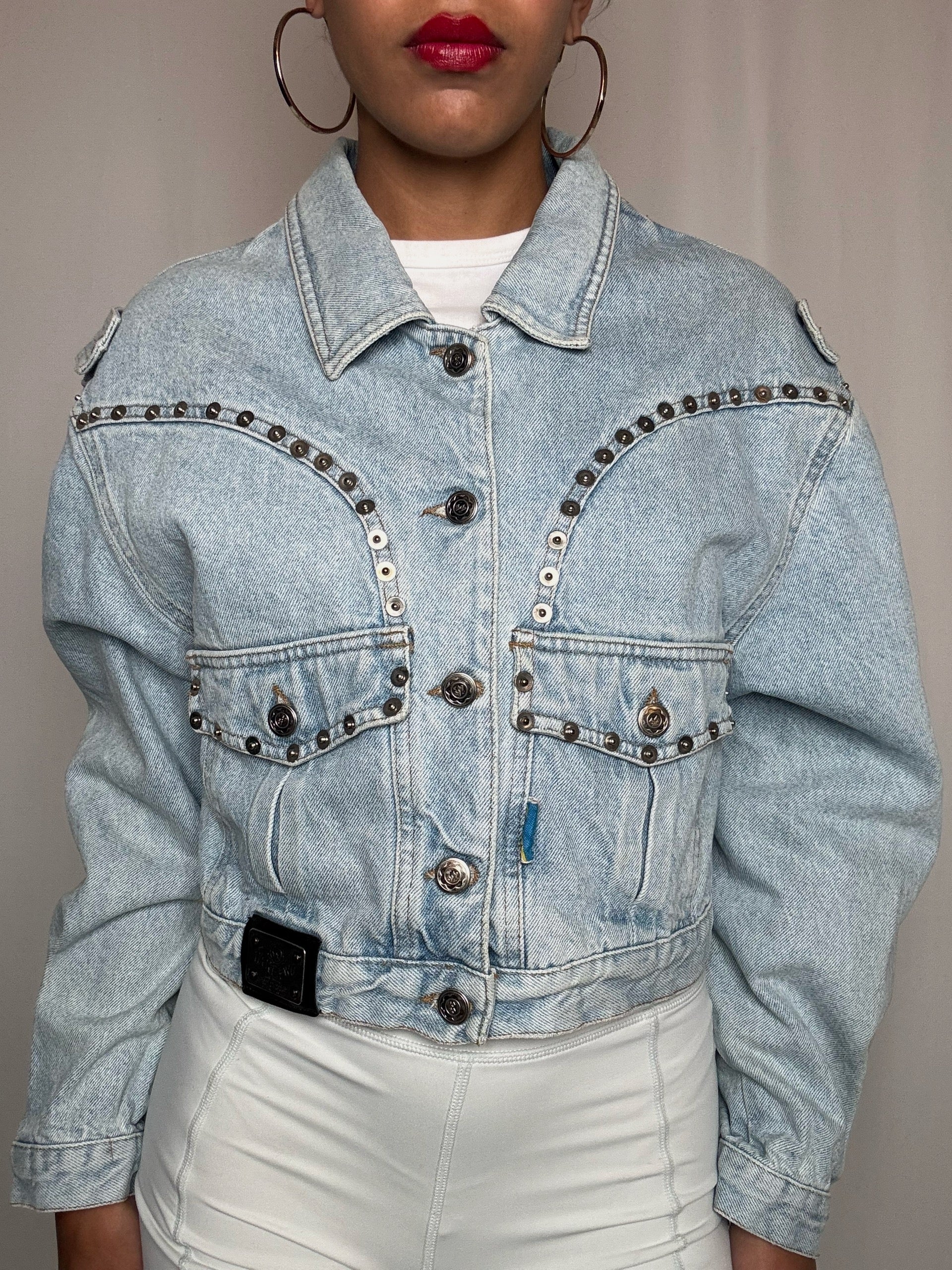 Veste en denim avec clous M vintage