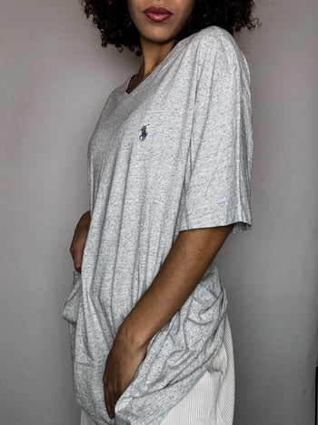 Tee shirt col V gris RALPH LAUREN XL vintage