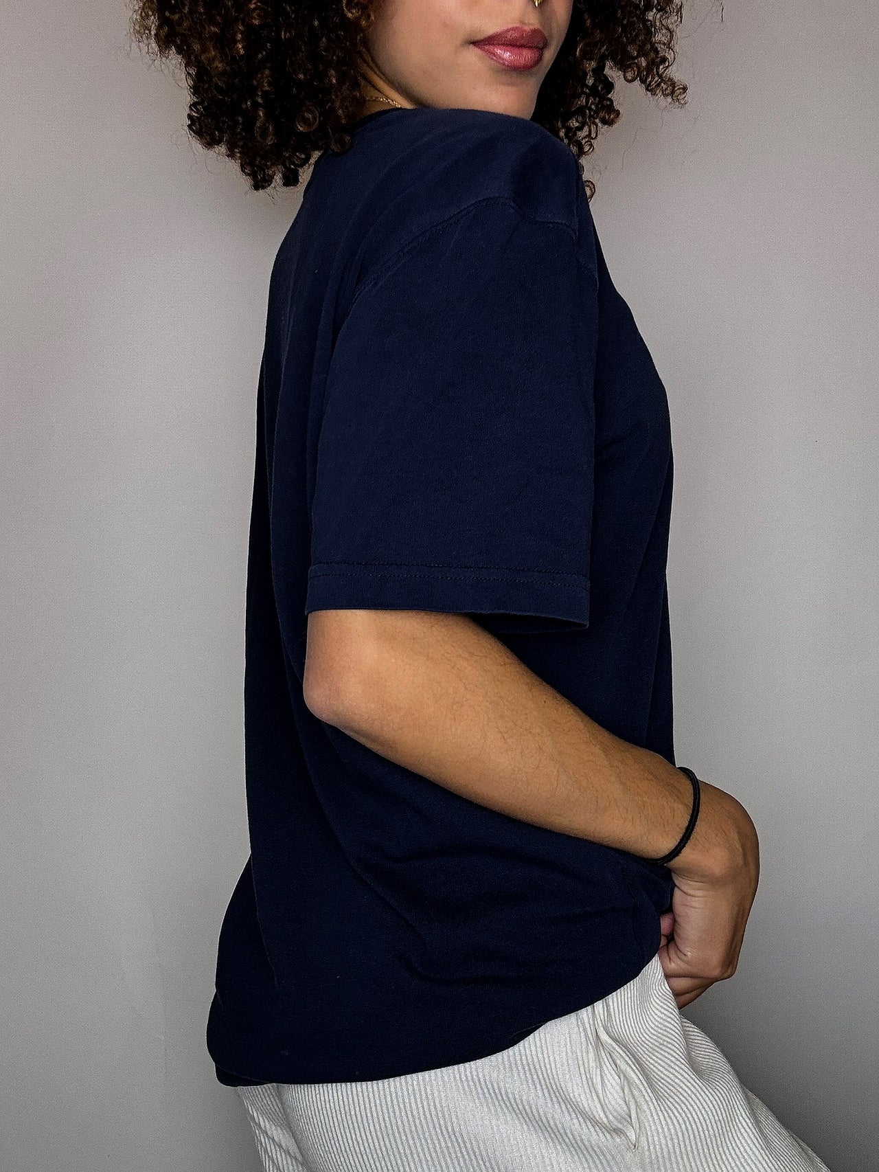 Tee shirt col rond marine LACOSTE L vintage