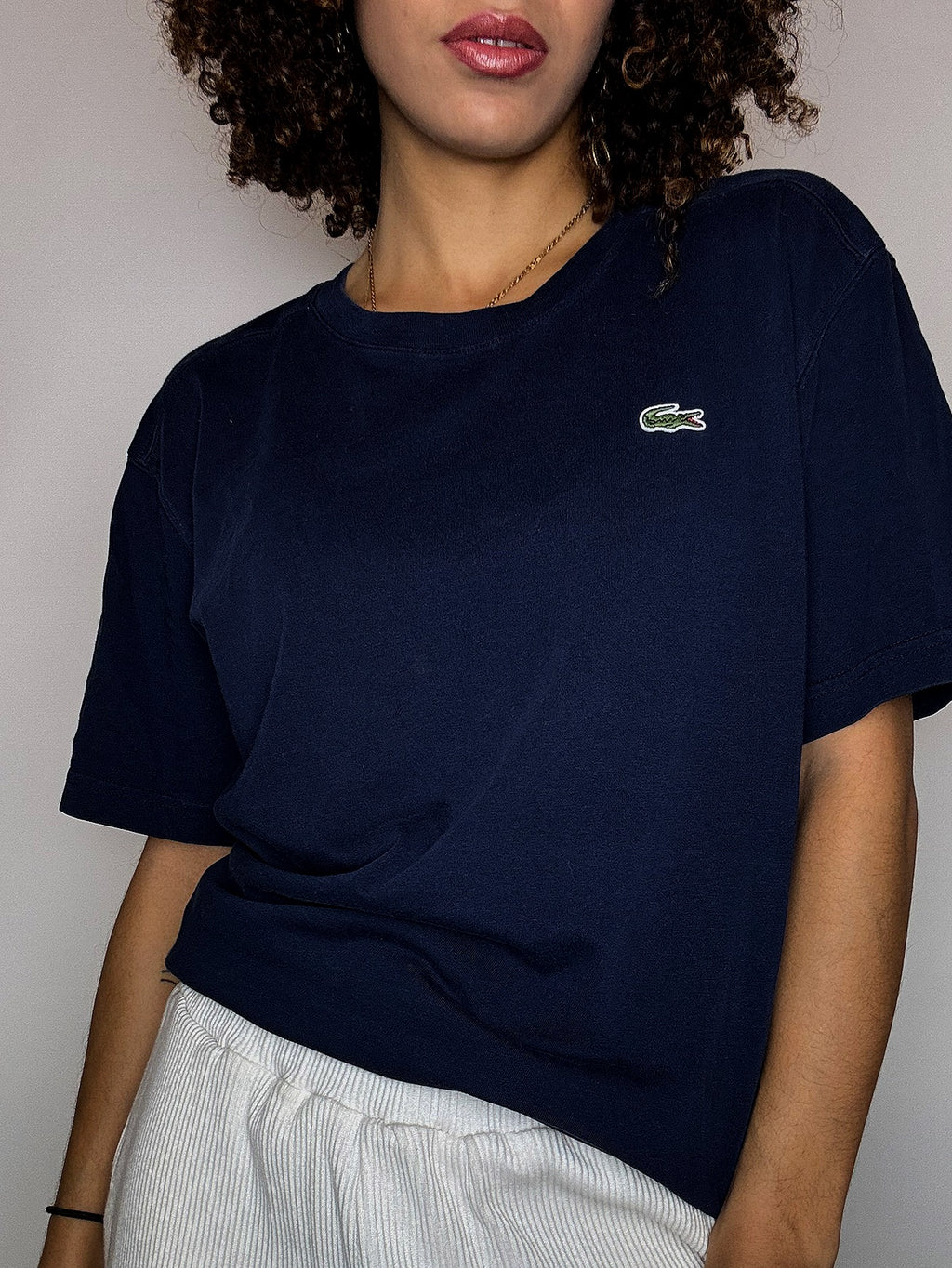 LACOSTE L Vintage-T-Shirt mit Rundhalsausschnitt in Marineblau