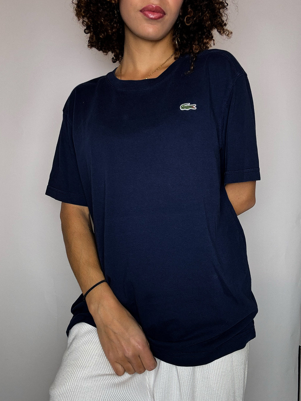 LACOSTE L Vintage-T-Shirt mit Rundhalsausschnitt in Marineblau