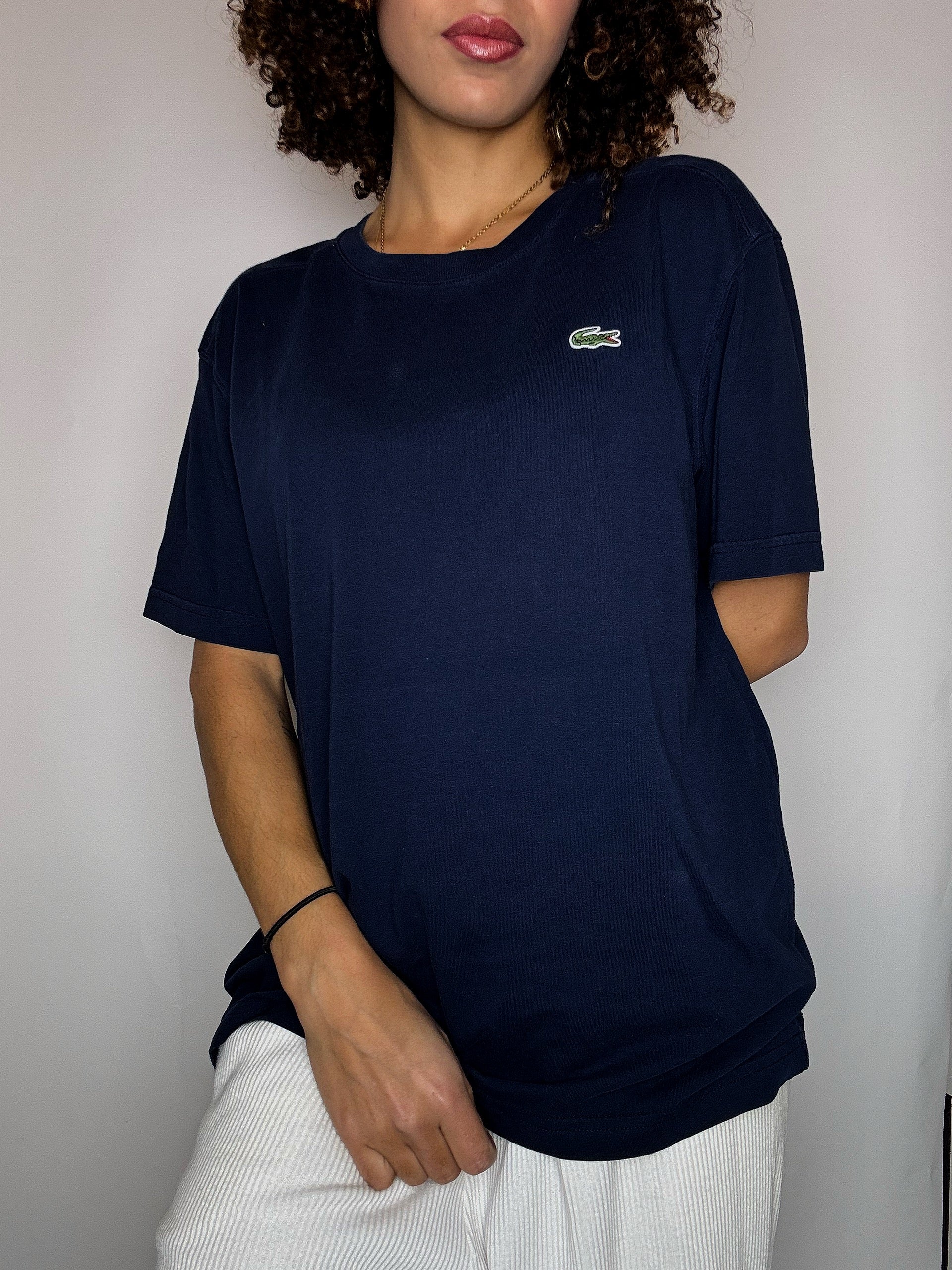 LACOSTE L Vintage-T-Shirt mit Rundhalsausschnitt in Marineblau